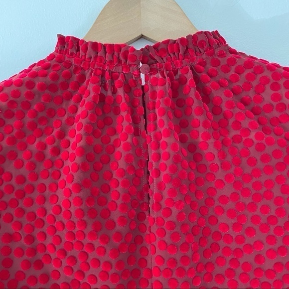 NWT The Kooples Burnout Velvet Polka Dot Puff Shoulder Peplum Long Sleeve Top - Picture 6 of 8